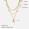 Fashion three-layer stainless steel necklace, star moon collarbone chain, women's light luxury necklace.