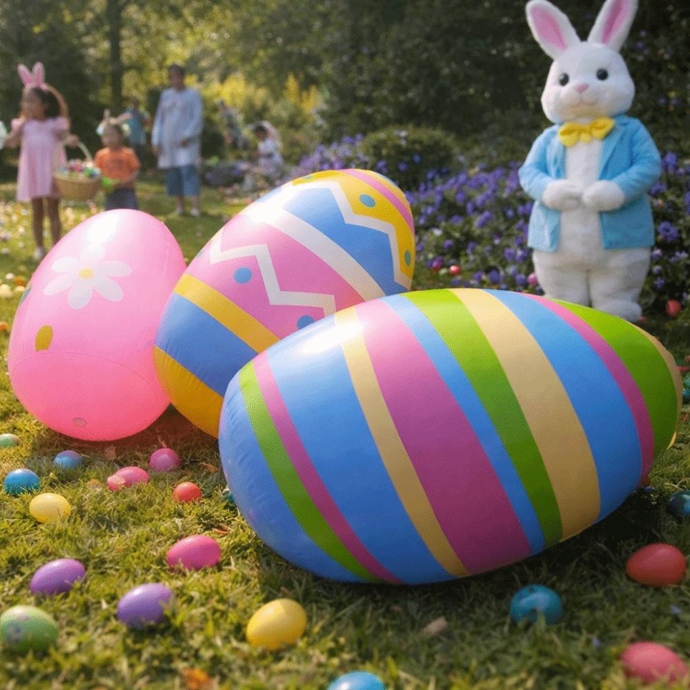 Heavy-Duty Plastic Easter Egg Inflatable Balloon PVC Material Inflatable Easter Egg  Children Favor
