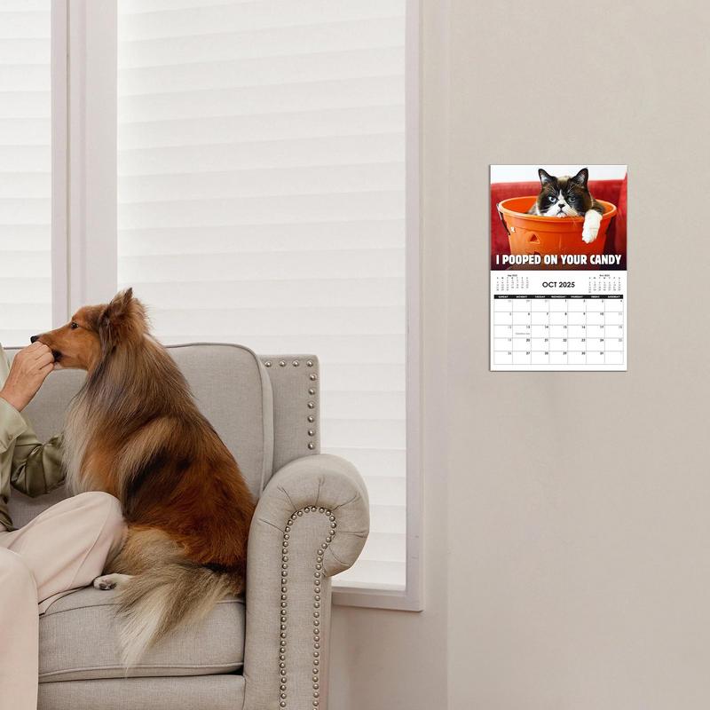 2025 New Pissed-Off Cat English Calendar Wall Calendar Fun Cute Wall Art Calendar Office Supplies Every Day Can Be Celebrated