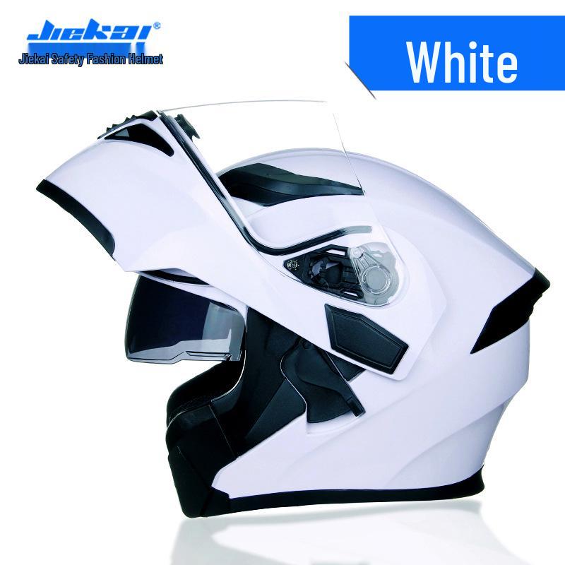 Jiekai Men's DOT Standard Flip-up Electric Motorcycle Helmet with Double Visor, All-Season Safety Gear
