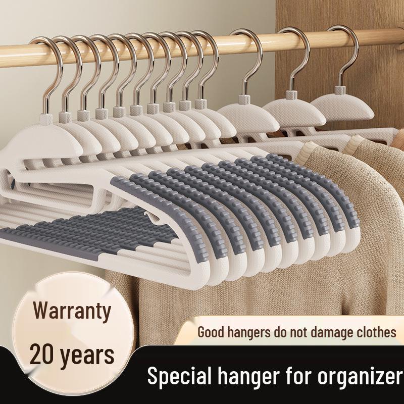 Dual-Position Non-Slip Collar-Protecting Plastic Drying Rack and Clothes Hanger for Home & Dorm Storage