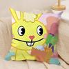 Anime Happy Tree Friends Cushion Cover Silky Short Plush DoubleSided Printed Pillow Case for Sofa All Seasons Home Decor Gift