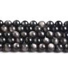 Natural Stone Golden Black Obsidian Bead Shinny Round Loose Gemstone Bead for Jewelry Making Diy Bracelet Necklace Accessory 15"