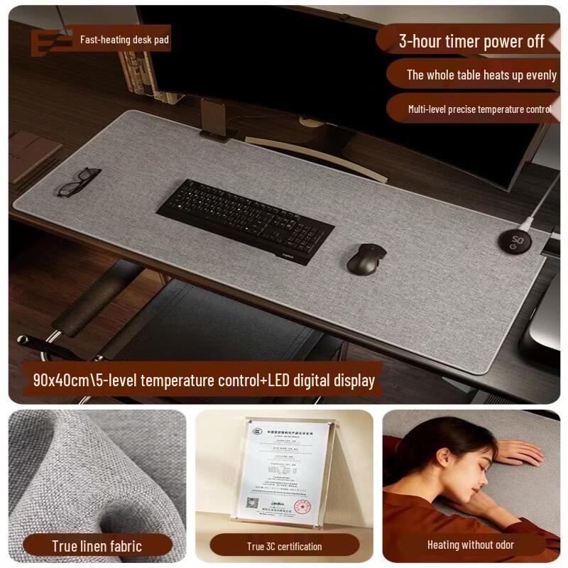 Heated Desk Mat with LED Display & 5-Level Temp Control