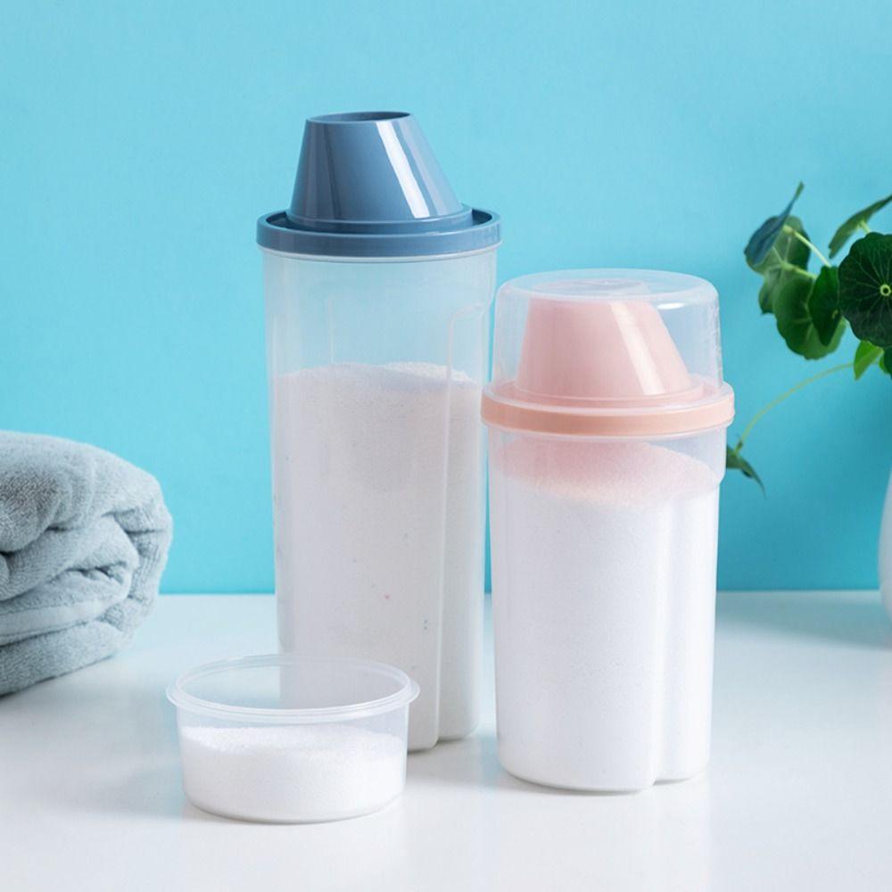 with Measuring Cup Laundry Powder Storage Box Transparent Detergent Powder Tank  Household