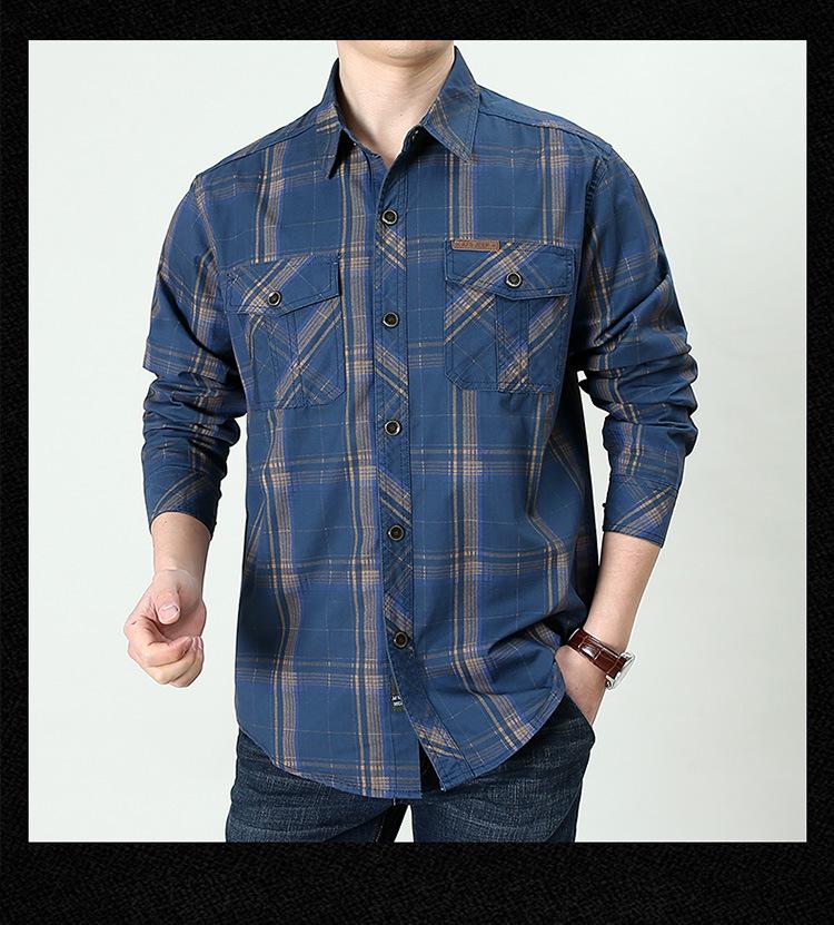 2024 Men's Winter Fleece-Lined Plaid Shirt – Plus Size, Long Sleeve, Casual Cotton Trendy Shirt
