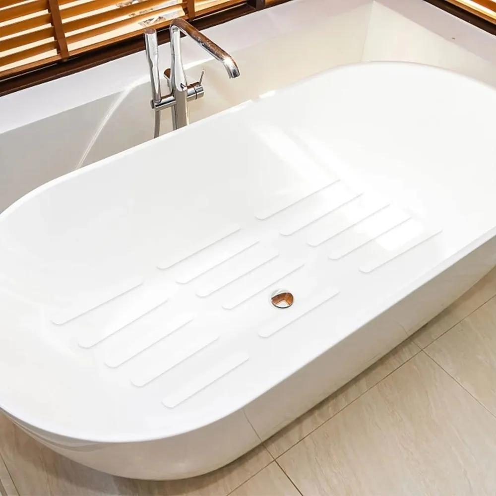 12pcs Safety Bathroom Anti-slip Strips Self-adhesive Non Slip Shower Treads Stickers Transparent Safety Strips