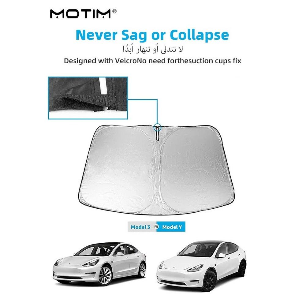 Foldable Car Windshield Sunshade for Tesla Model Y/ 3/ S Folding Sun Visor Protector with Storage Pouch Heat Insulation Cover Heat Blocking Shades Sh
