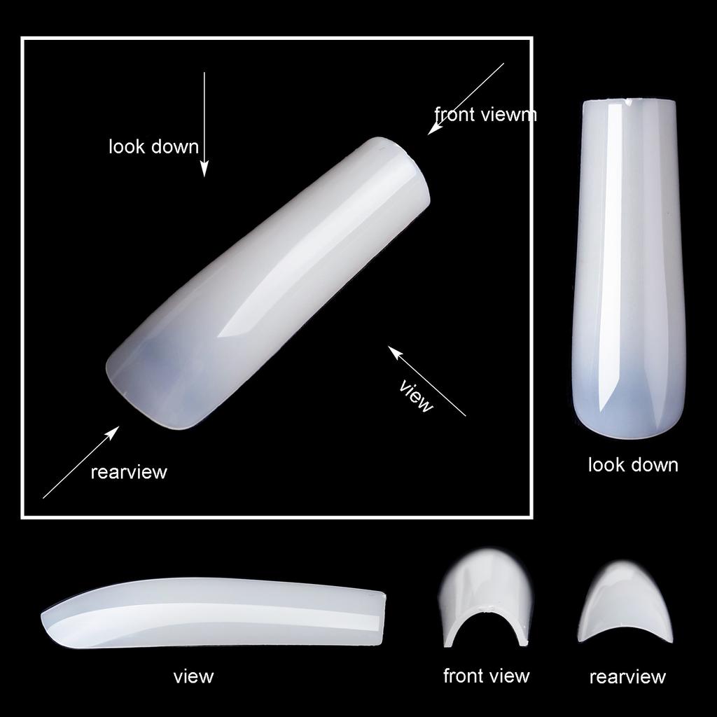 500PCS Extra Long Ballet False Nails Square White Clear XXL Press On Acrylic Nails Full Cover Fake Tips Manicure Extension Tools