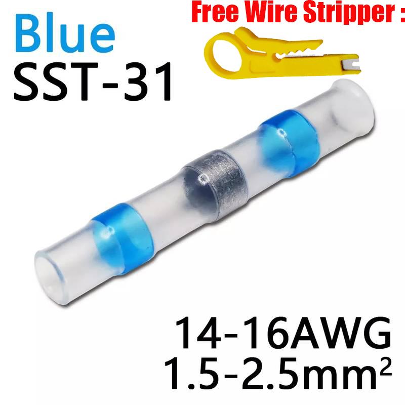 Solder Seal Heat Shrink Waterproof Butt Wire Connectors Terminals Electrical Copper with A Soldering Sleeve Bullet Connector