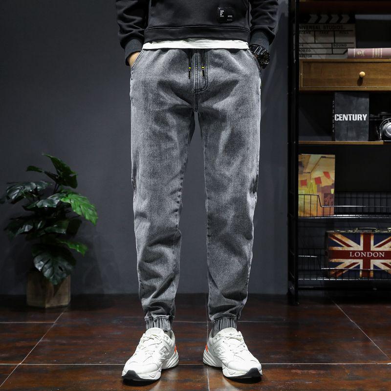 Men's Plus Size Elastic Waist Harem Jeans - Spring/Autumn Loose Fit