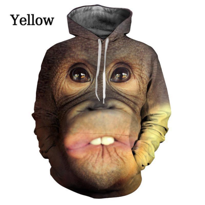 

Смешной орангутанг/обезьяна 3D принтованный животный худи модный уличный свитер с длинным рукавом уличный стиль топы 2XL