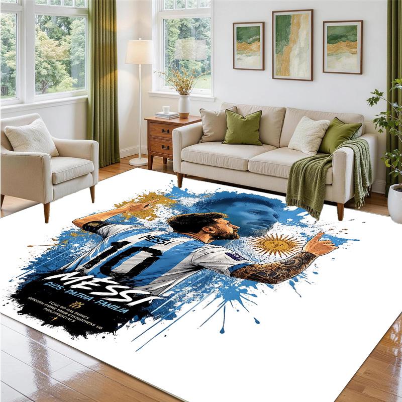Lionel Messi Design Crystal Velvet Rug Soft Decorative Mat for Bedroom Entrance