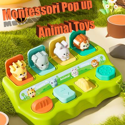 Interaktives Pop-Up-Tier-Spielzeug für Kinder Verstecken Schalterbox 6 12 Monate Ursache-Wirkungs-Spielzeug Montessori Entwicklungs-Sensorikspielzeug