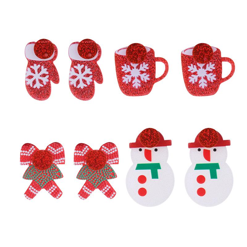 Cross-Border Christmas Reindeer & Tree Acrylic Earrings