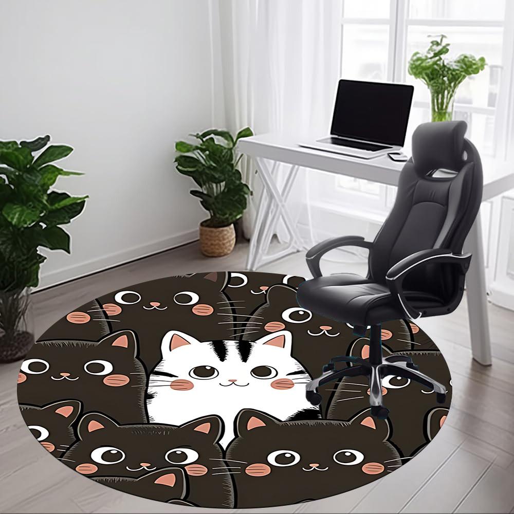 1pc Kitty Cats Office Round Area Rug, Under Office Chairs Bedroom Living Room Home Decor, Room Deco, Available in Various Sizes