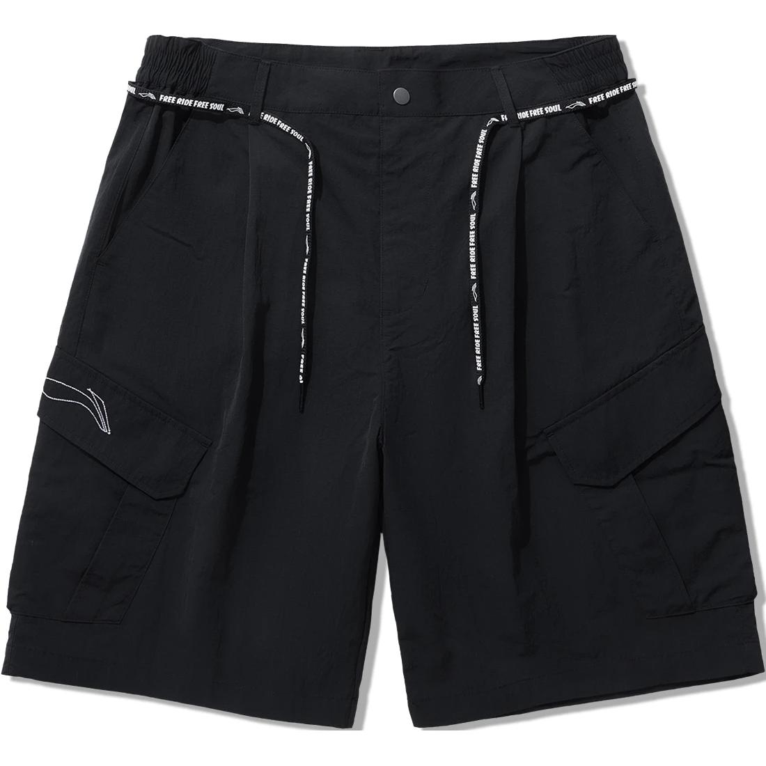 

Li Ning Серия Скейтборд Однотонные Со средней посадкой Удобные Дышащие Универсальные Свободные Прямые Повседневные Шорты Мужские шорты Черный AKSU819-1 L