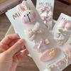 4pcs/set Pink Hairpins Sweet Fabric Bow Children's Hair Clips Hairgrips Girls Bangs Side BB Clip Kids Headwear Hair Accessories