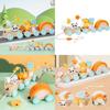 Wooden Animal Cat Panda Toy Train With Interlocking Carriages For Baby Development And Kids Play
