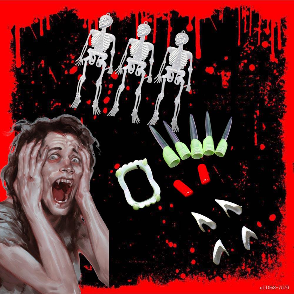 10X Dress Vampire Zombie Luminous Teeth Party Scary Costume Halloween