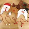 Plush Snowman & Reindeer Christmas Hat with Long Rope for Adults & Kids