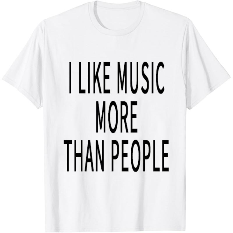 2026 New Mens Vintage I Like Music More Than People Letter T Shirt Unisex Women Tee Casual Streetwear Harajuku Summer Cotton