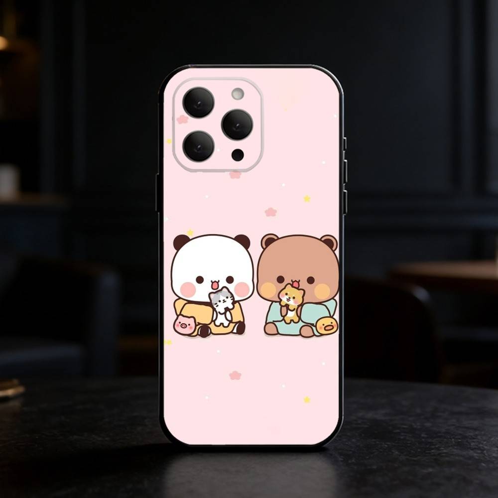 Cute BuBu DuDu Phone Case For iPhone 17,16,15,14,13,12,11 Plus,Pro,Max,Mini Silicone black Soft Cover