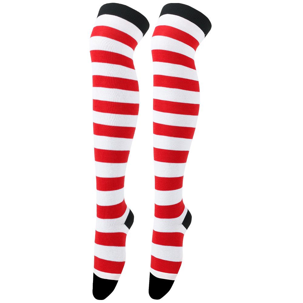 Women's Zebra Striped Thigh-High Socks: Japanese & Korean Style Over-the-Knee Halloween Cosplay Performance.