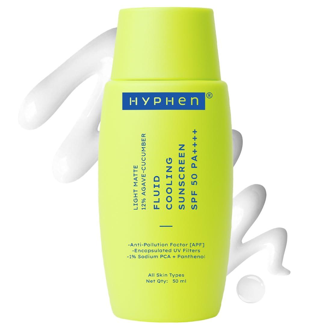 

Hyphen Fluid Cooling Sunscreen SPF 50 PA++++ | Ultra Lightweight | Oily, Combination, Normal Skin | Clinically Tested (In-Vitro), Protects upto 8