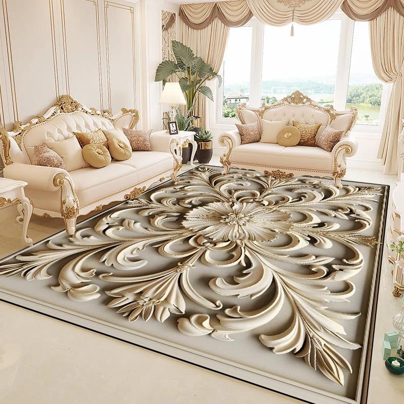Nádherné květinové koberce do obývacího pokoje Evropské velkoplošné luxusní koberce k pohovce Domácí dekorace ložnice Šatna Protiskluzová podložka na podlahu