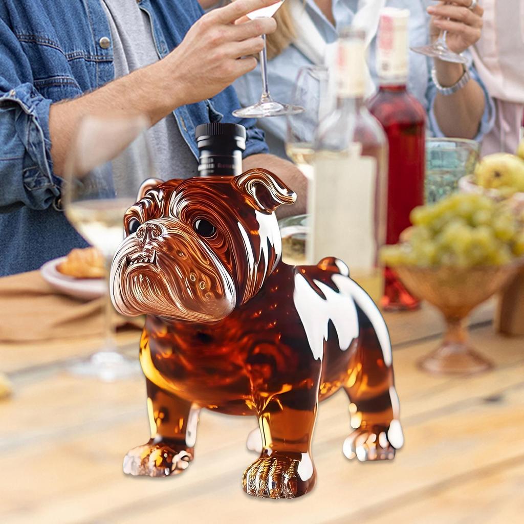 Unique Whiskey Bottle Bulldog Shape Decanter Funny Glass Collectible Novelty for Men Home Tasting Beer Bar Decor Gifts