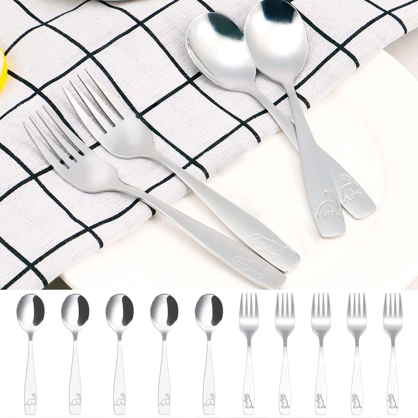 

Children s stainless steel tableware set 10/20 Pcs Fork and Spoon Set Cartoon carving design handle Safe use for children
