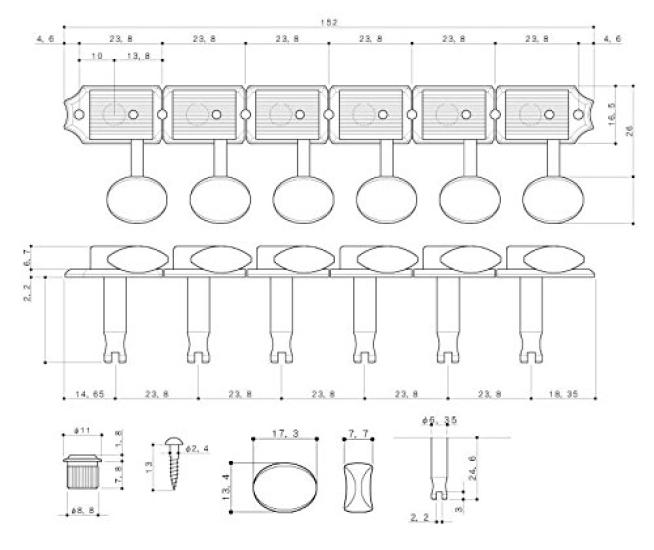 GOTOH Guitar Nickel Tuner, 6L, (21333NX) SD91-05M-L-N