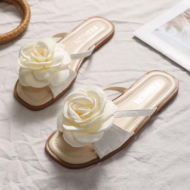 

Шлепанцы женские летние для улицы с плоской подошвой, нескользящие, прохладные, модные новинки 2025 года, пляжная обувь для моря 41 абрикосовый