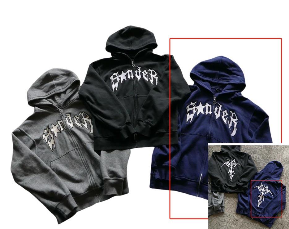 Zipper sweater ruffian handsome Internet celebrity hooded cardigan letter SODER new printed top jacket S