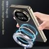 Plated Gold Frame Leather Hinge Bracket Supports Built-in Magnetic Ring Glass Case for Honor Magic V5 Lens Protect Cover