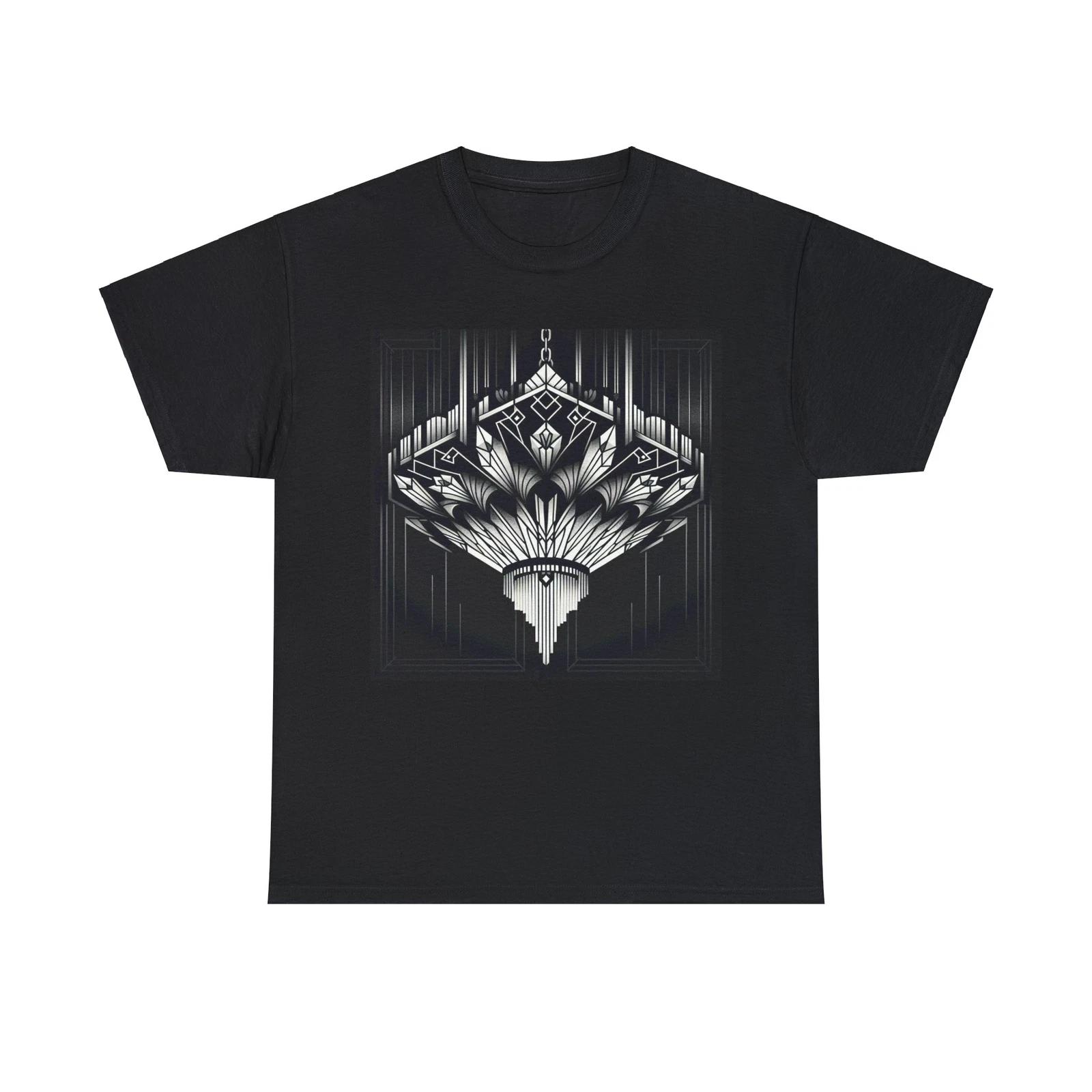 Unisex Adult T Shirt Elegant Art Deco Geometric Black Chandelier Design Retro S