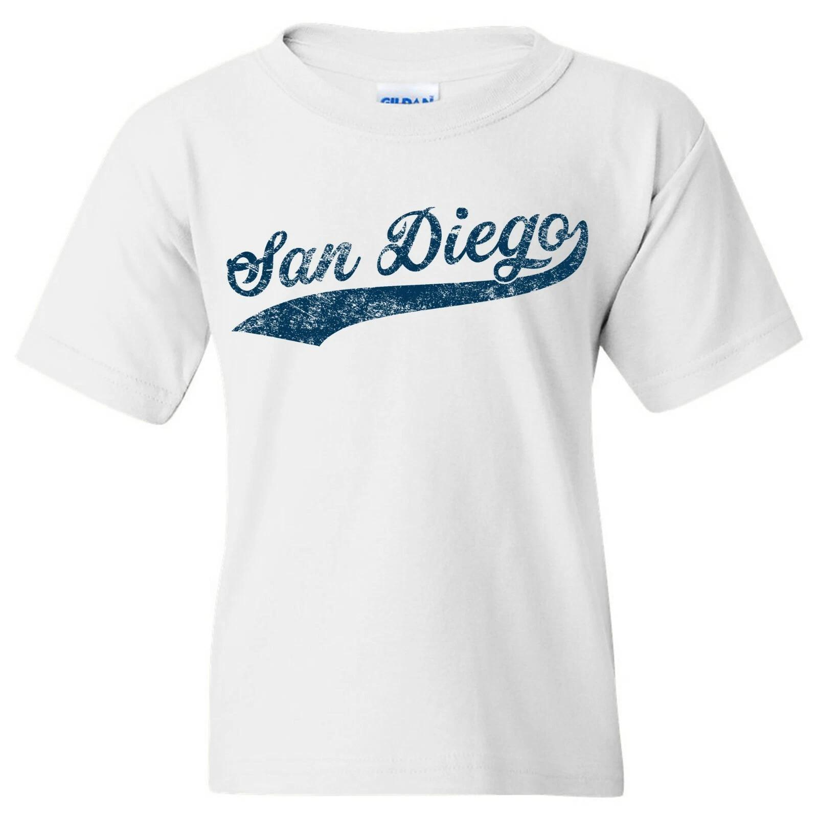 San Diego Baseball Script Youth T-Shirt - White M