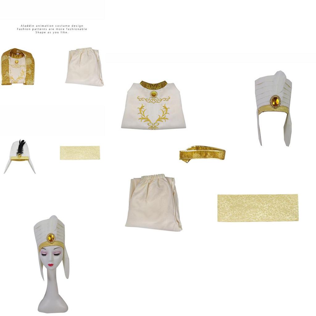 Stylish Arabian Prince Aladdin Adult Cosplay Costume Party Outfit With Hat