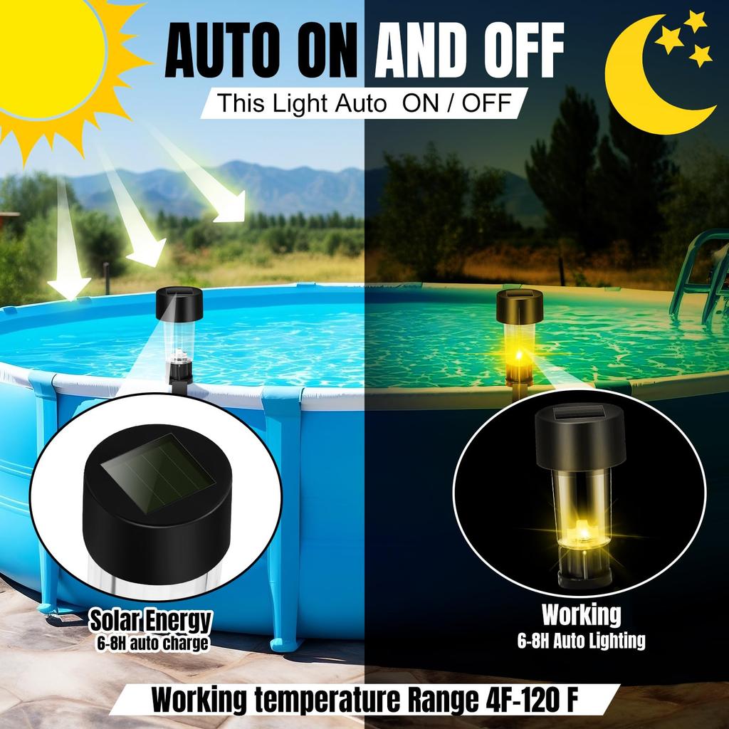 6PCs Swimming Pool Solar Lamps, Outdoor Waterproof Led Solar Lamps, Swimming Pool Fence Decoration, Swimming Pool Accessories