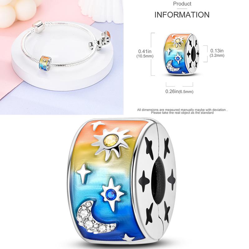 Charms Bead Copper Starlit Sky Moon Sun Earth Universe Charm Fit Bangle Bracelet Necklace Diy Jewelry
