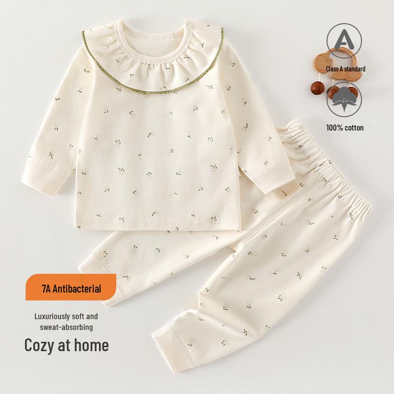 Newborn Pure Cotton Two-Piece Set: Soft Velvet Pullover and Pants for All-Seasons