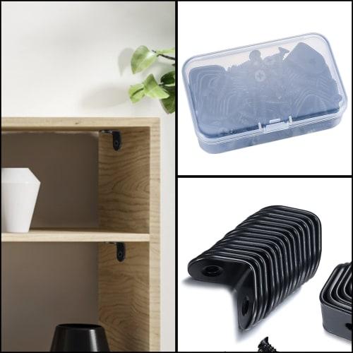 L-shaped Bracket, Angle Bracket, L-shaped Bracket, Right-angle Bracket, Right-angle Hook, Shelf Bracket, Bracket Hardware with Screws, Black, 20x20x2.