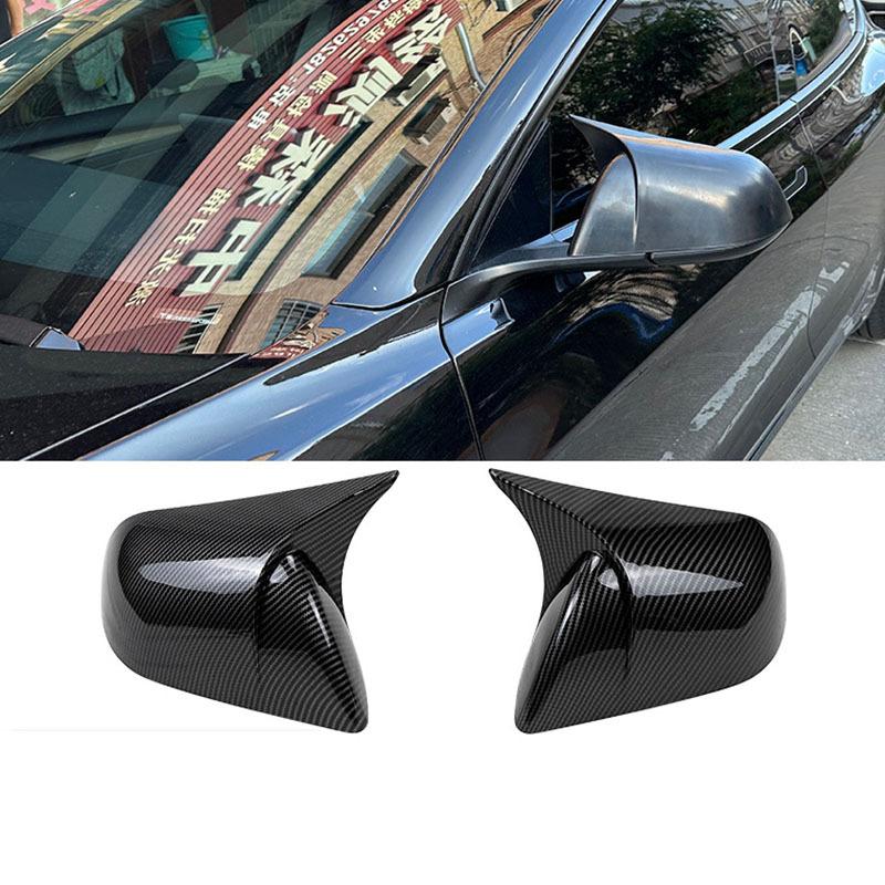 Car Upgrade For Tesla Model 3 - Gloss Black Carbon Fiber Rearview Mirror Covers Caps Exterior Accessories Trim