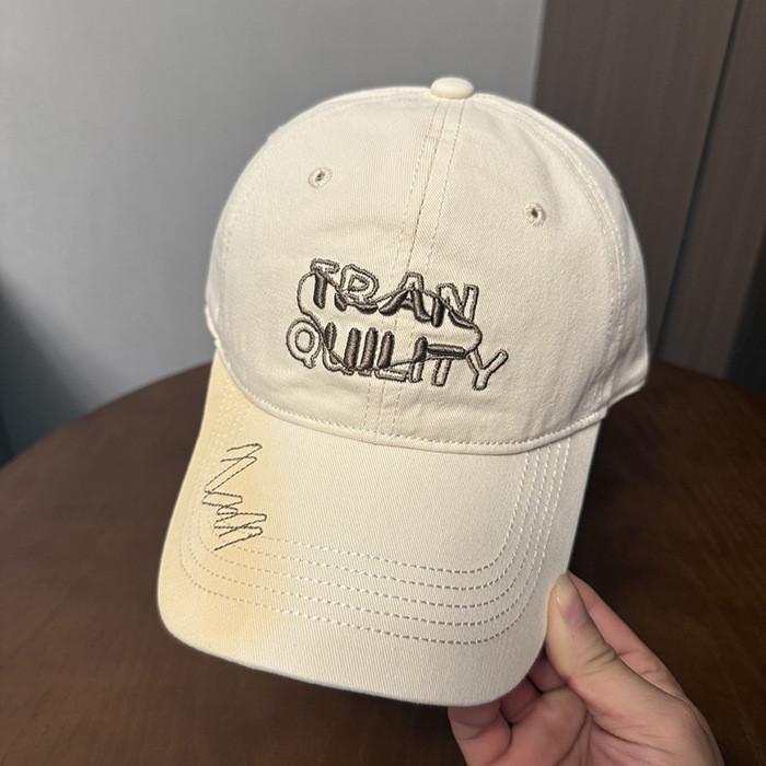 Summer Cotton Baseball Hat With Embroidered Letters For Outdoor Activities