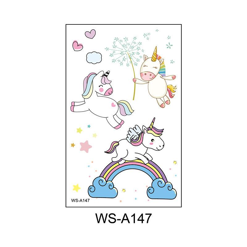 Cross Border Cartoon Unicorn Children's Waterproof Tattoo Sticker Pony Beautiful Girl Temporary