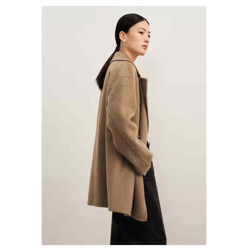 Women's Double-Breasted Camel Wool Double-Faced Winter Coat