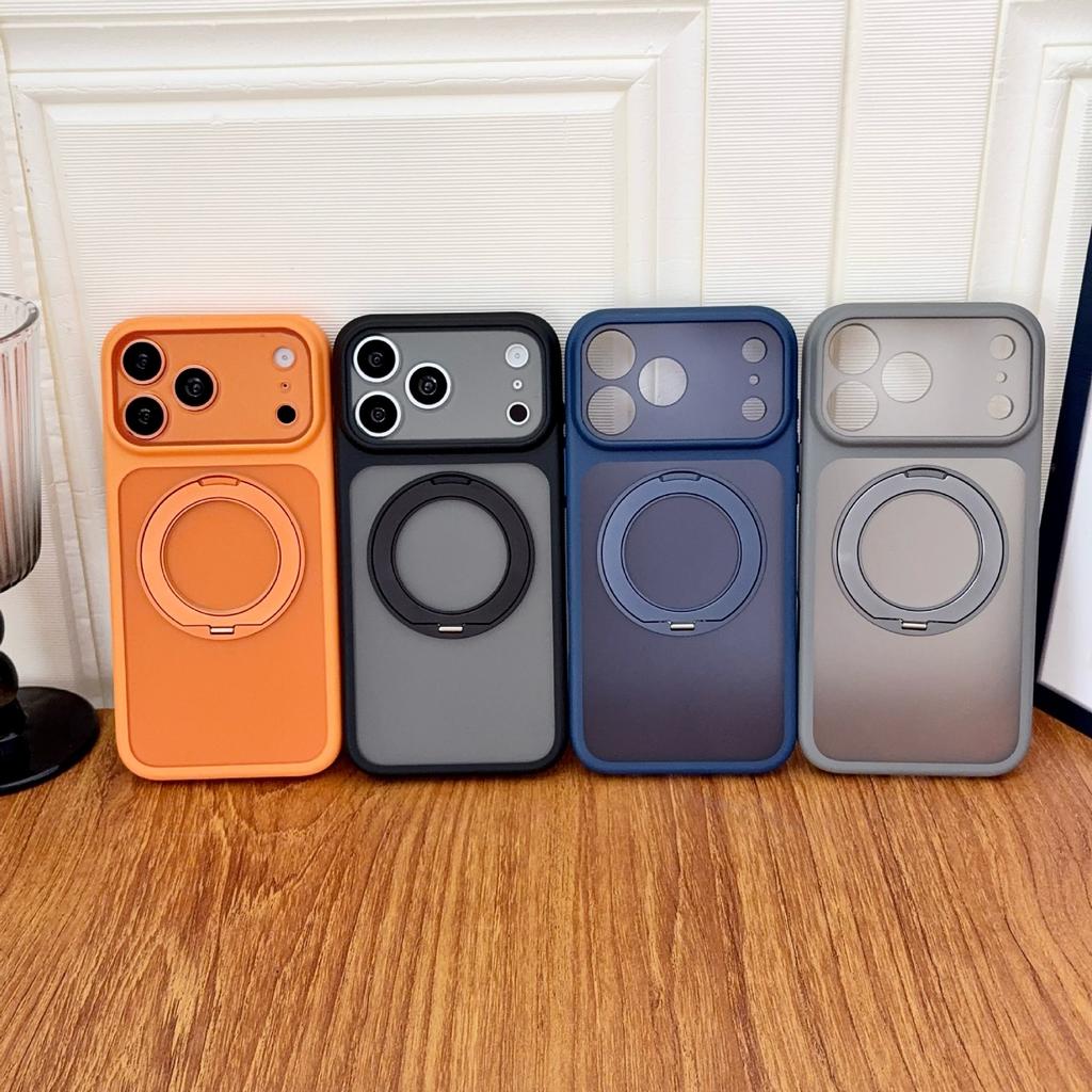 Fine hole skin feeling 360 rotating magnetic attraction is suitable for iPhone17promax bracket, mobile phone case, Apple 16 matte cover.