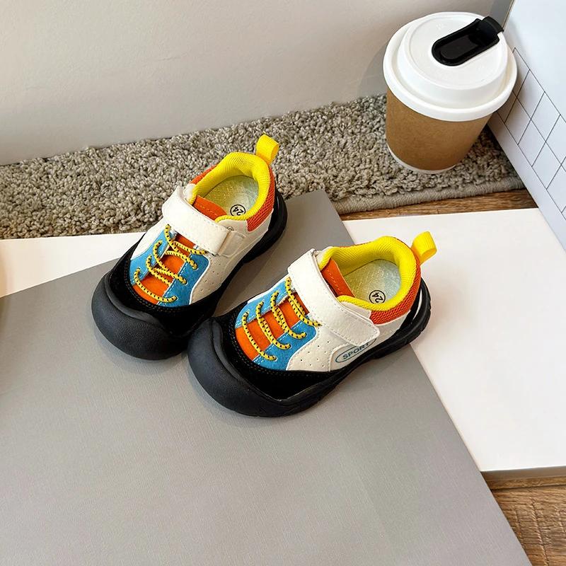 Kids Shoes Color Matching Cool Korean Wind Girls Sneakers Children Sport Shoes for Boys Student Hiking Shoes Running H09015