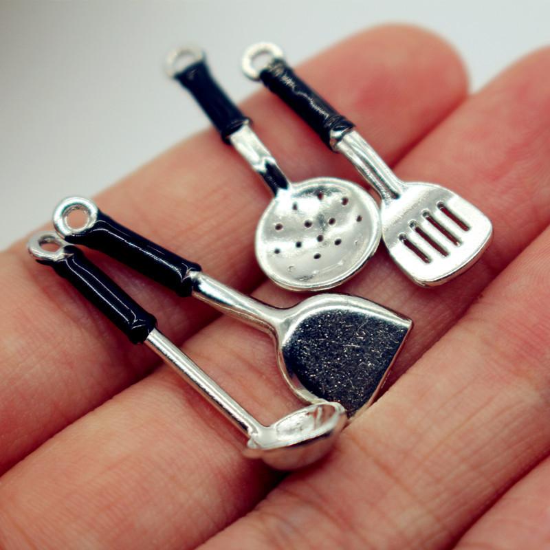 6Pcs Kids Pretend Play Toy Dollhouse Kitchen Utensil Vertical Hanging Spoon Spatula Spoon Set Miniatures Model Kitchen Accessory